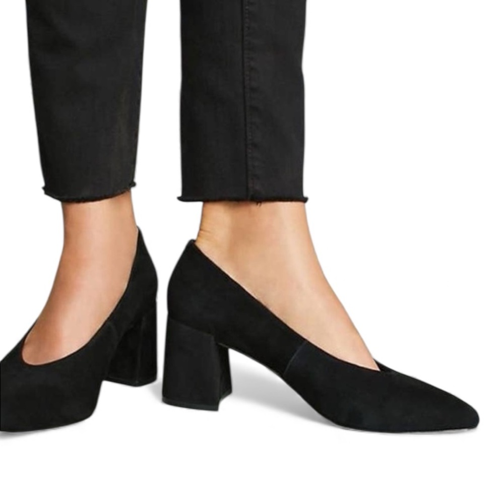 Anthropologie M4DE Retro Suede Leather Block Helen Block Heels Shoes Size 7
